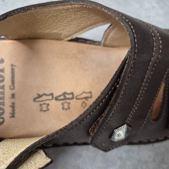 D41 Finn Comfort Germany Milos Soft Coffee Brown Leather Buckle Sandals - Picture 11 of 11